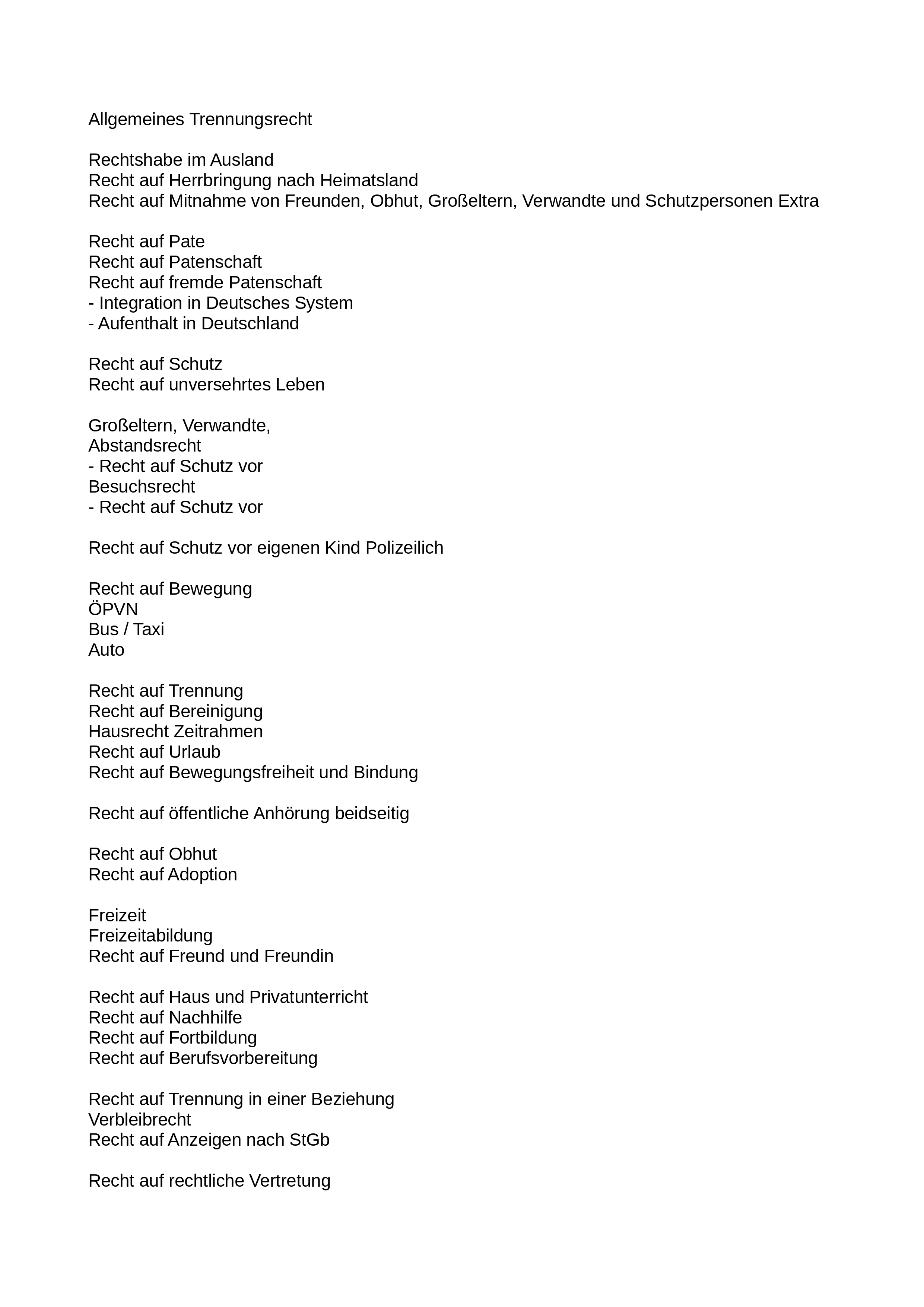 Notizen zu einen neuen Familien Gesetz