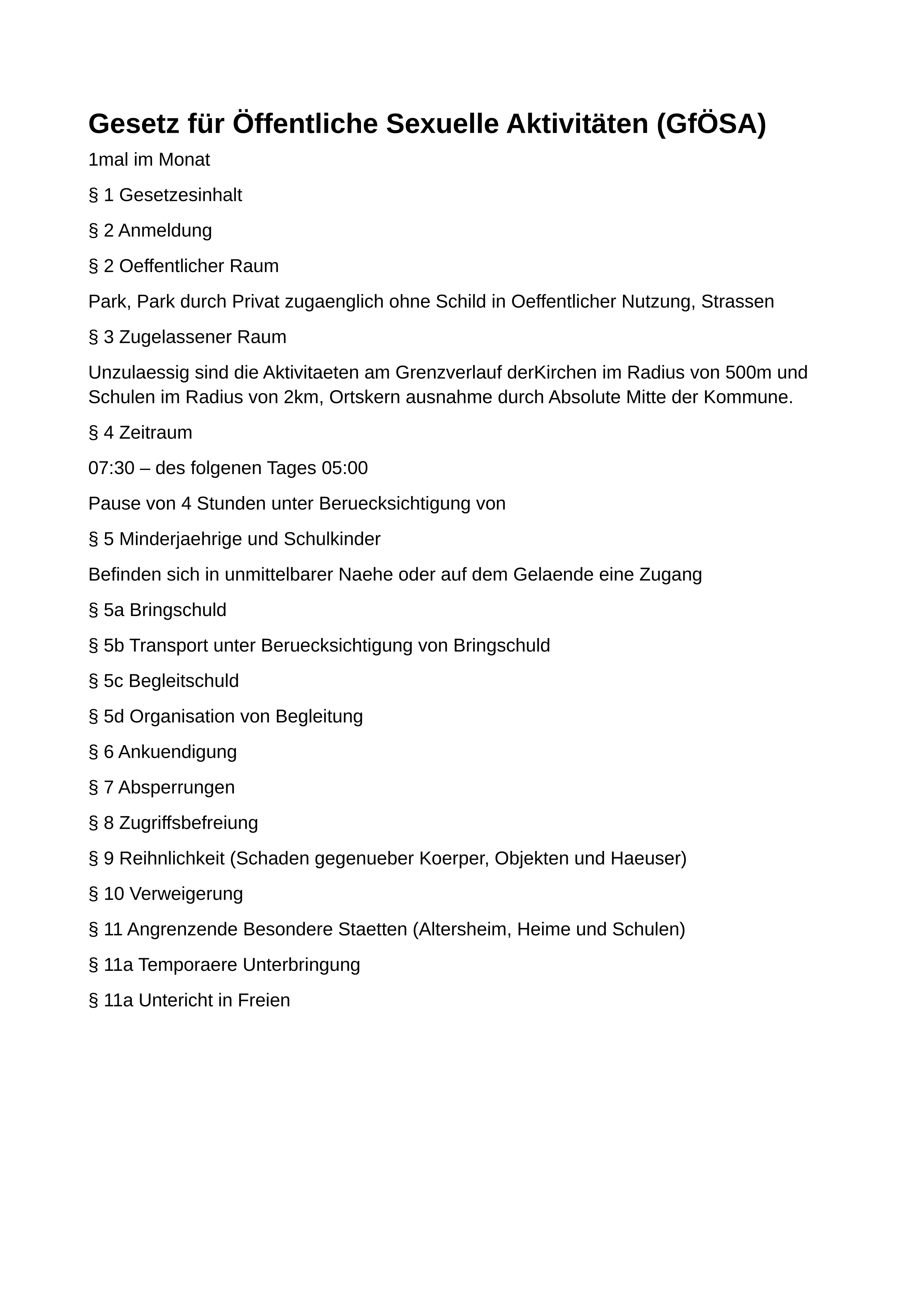 Gesetz für öffentliche sexuelle Aktivitäten (GföSA)