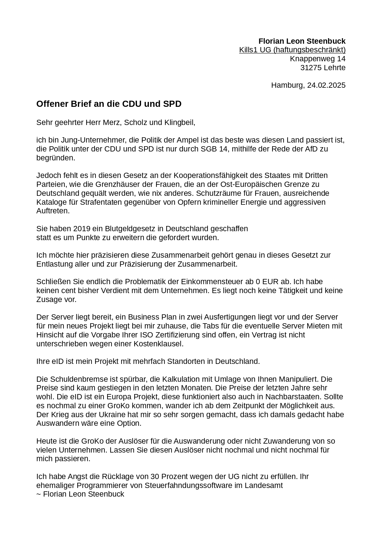 Wichtige Korrespondenz